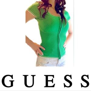 Guess Green Zip-Up Shirt